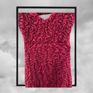 RUFFLE DRESS MAGENTA V-NECK BY TRUE LIGHT, sz 4